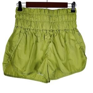 FREE PEOPLE FP Movement The Way Home Shorts Size M Lime Green Lined Pull On